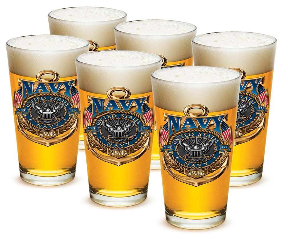 US Navy the sea is ours 16oz Pint Glass Glass Set