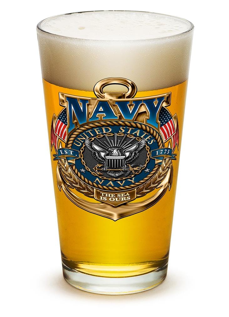 US Navy the sea is ours 16oz Pint Glass Glass Set