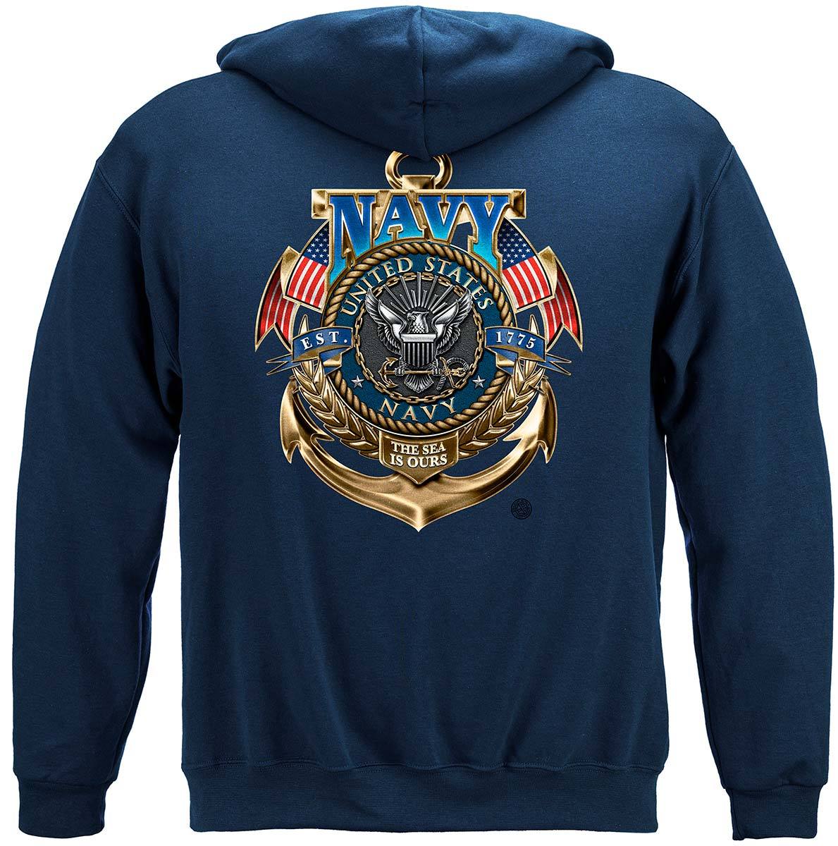 Navy The Sea Is Ours Premium Hooded Sweat Shirt