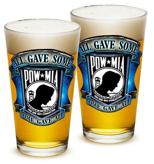 More Picture, American POW MIA Patriotic Some Gave All Soliders Veterans 16oz Pint Glass Glass Set