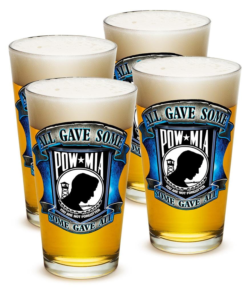 American POW MIA Patriotic Some Gave All Soliders Veterans 16oz Pint Glass Glass Set
