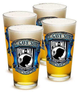 More Picture, American POW MIA Patriotic Some Gave All Soliders Veterans 16oz Pint Glass Glass Set