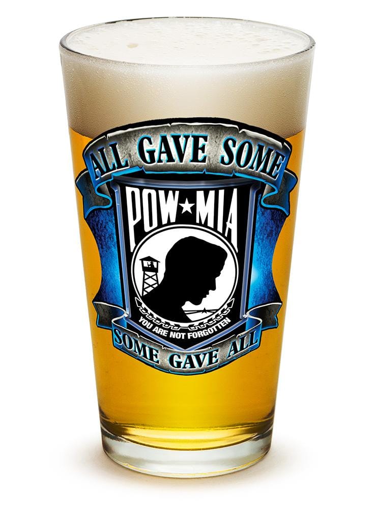 American POW MIA Patriotic Some Gave All Soliders Veterans 16oz Pint Glass Glass Set