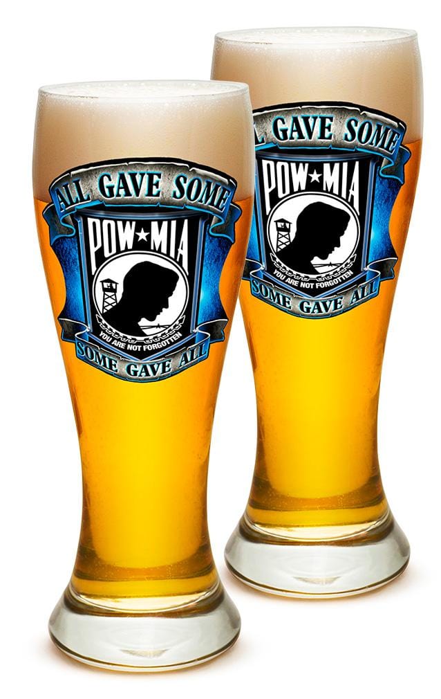 American POW MIA Patriotic Some Gave All Soliders Veterans 23oz Pilsner Glass Glass Set