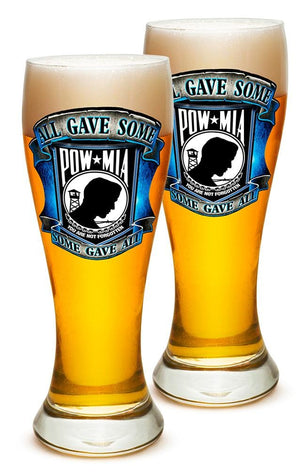 More Picture, American POW MIA Patriotic Some Gave All Soliders Veterans 23oz Pilsner Glass Glass Set
