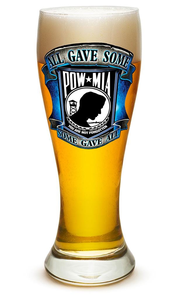 American POW MIA Patriotic Some Gave All Soliders Veterans 23oz Pilsner Glass Glass Set
