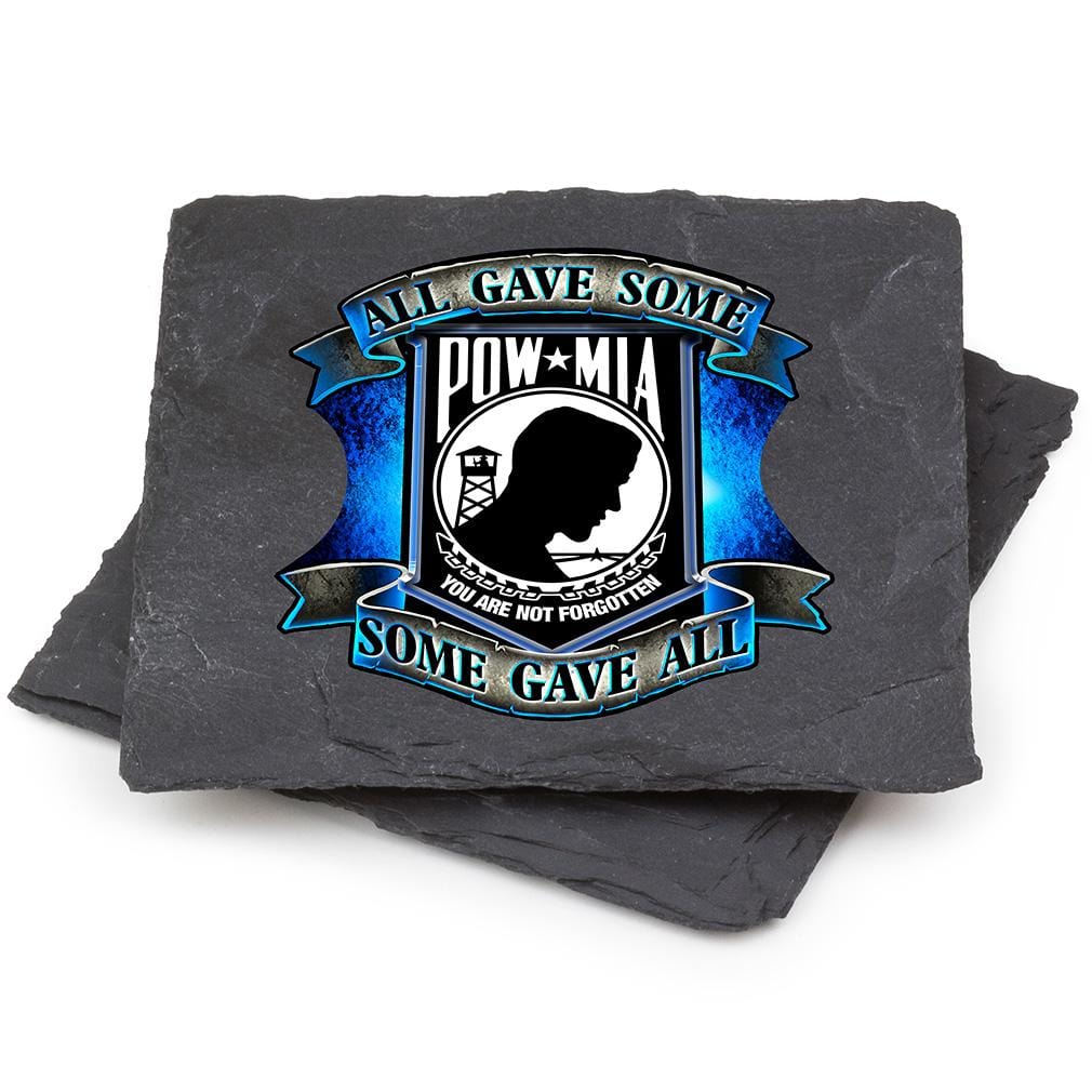 POW All Gave Some Blue Coaster Black