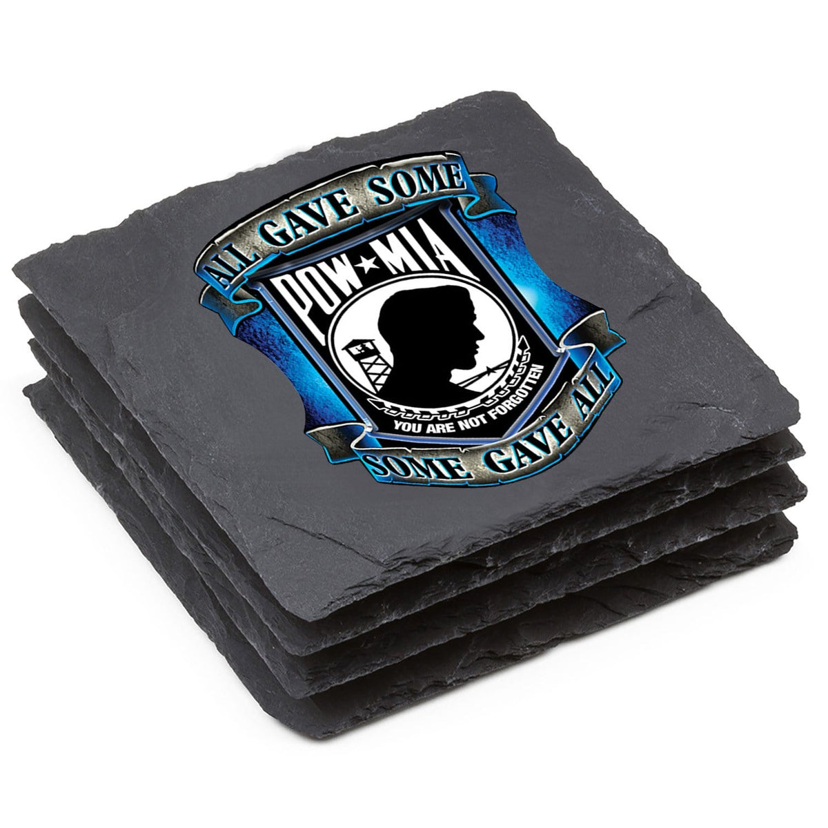 POW All Gave Some Blue Coaster Black