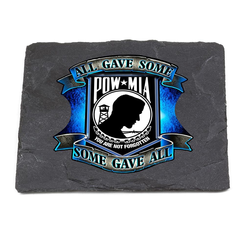 POW All Gave Some Blue Coaster Black