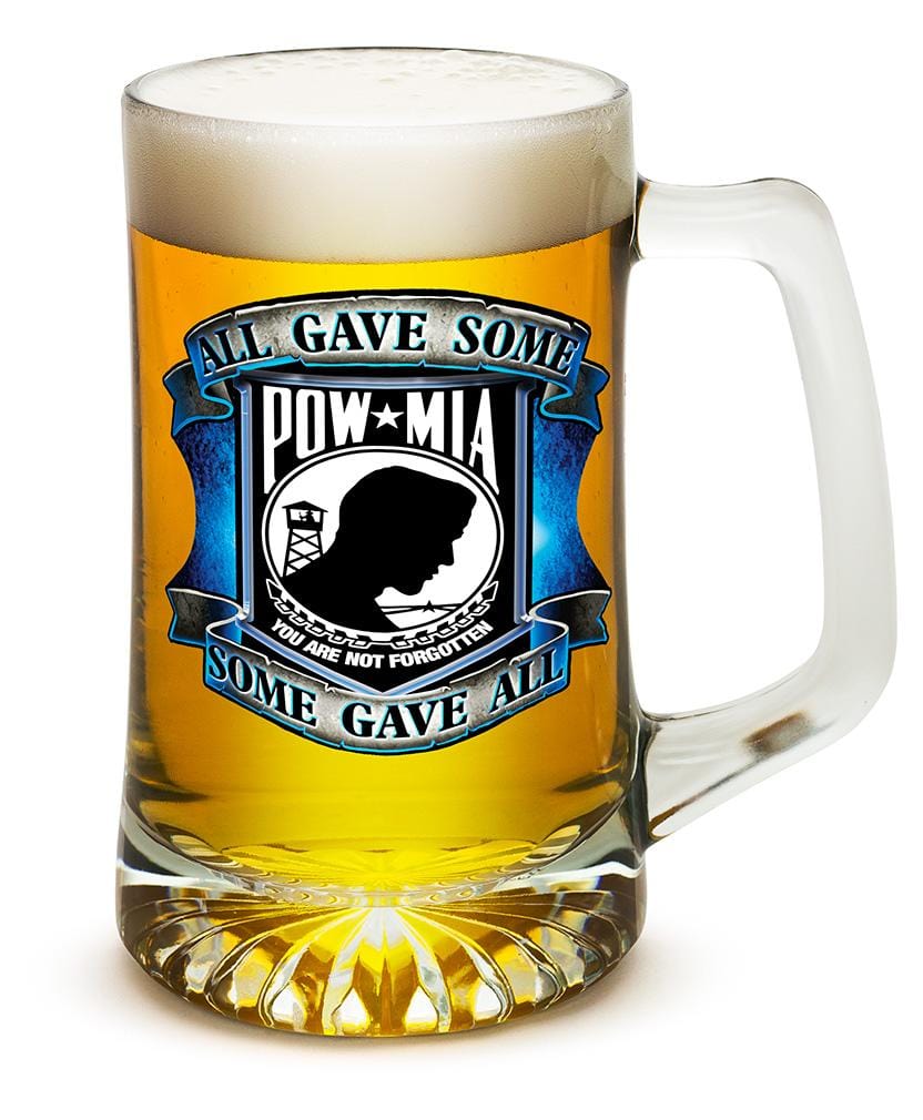 American POW MIA Patriotic Some Gave All Soliders Veterans 25oz Tankard Glass Set