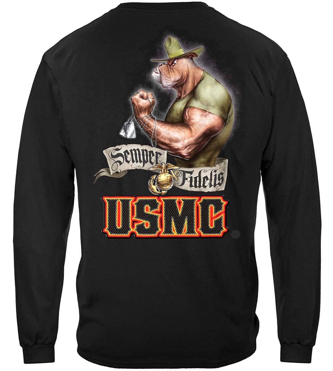 USMC Chesty Bull Dog Premium Hooded Sweat Shirt