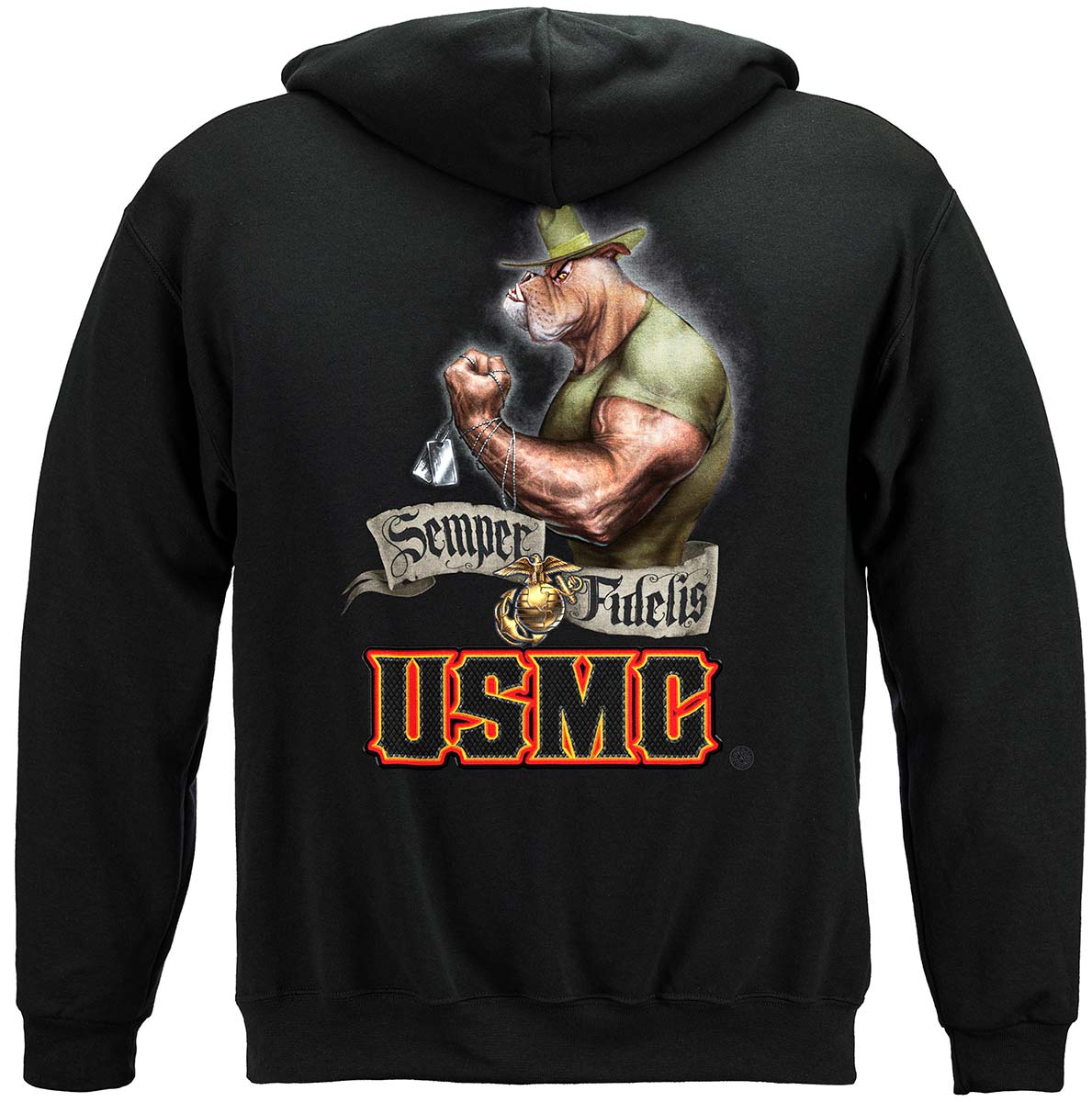 USMC Chesty Bull Dog Premium Hooded Sweat Shirt
