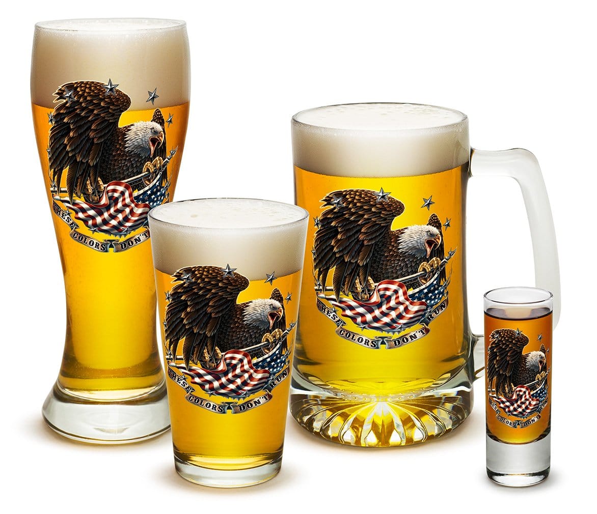 These Colors Don&#39;t Run US Flag Patriotic 4 Piece Glass Gift Set