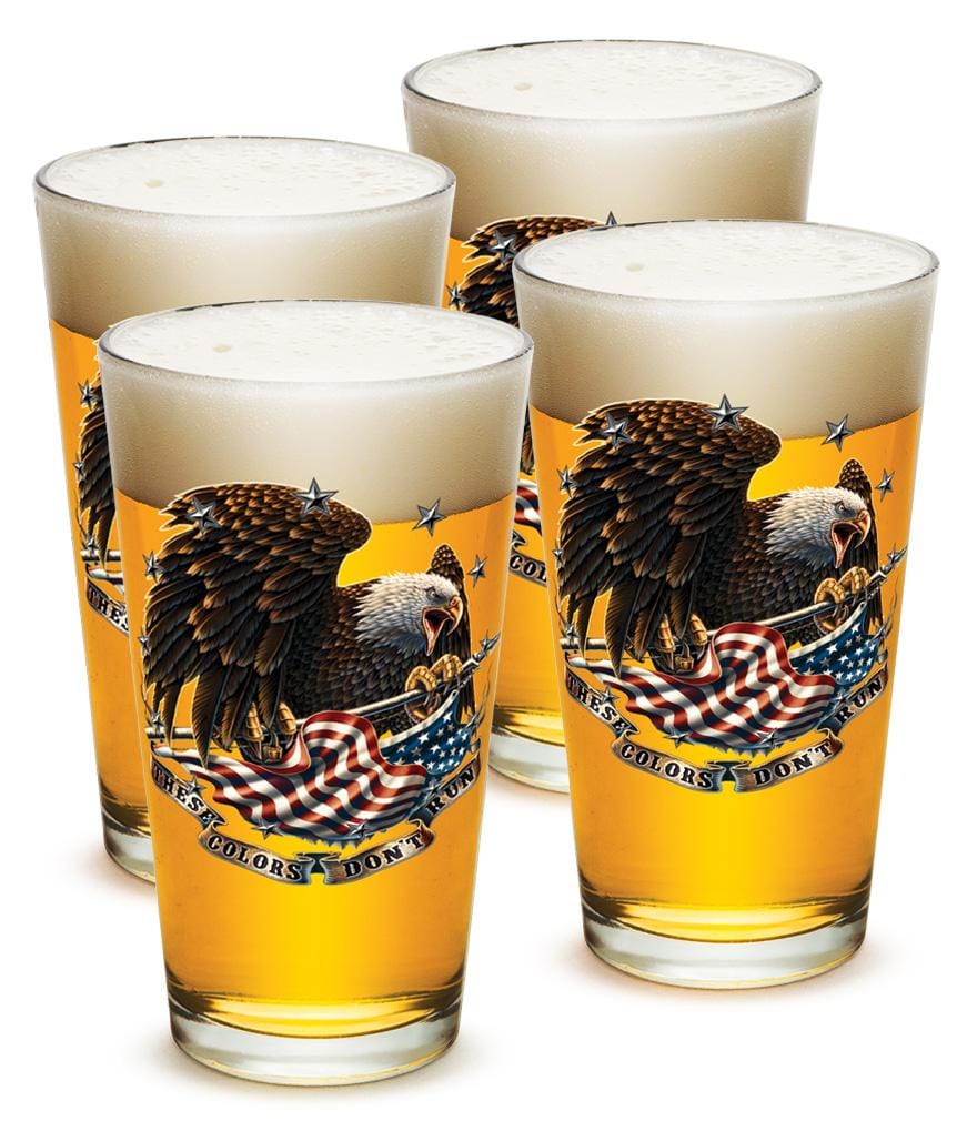 These Colors Don&#39;t Run US Flag Patriotic 16oz Pint Glass Glass Set