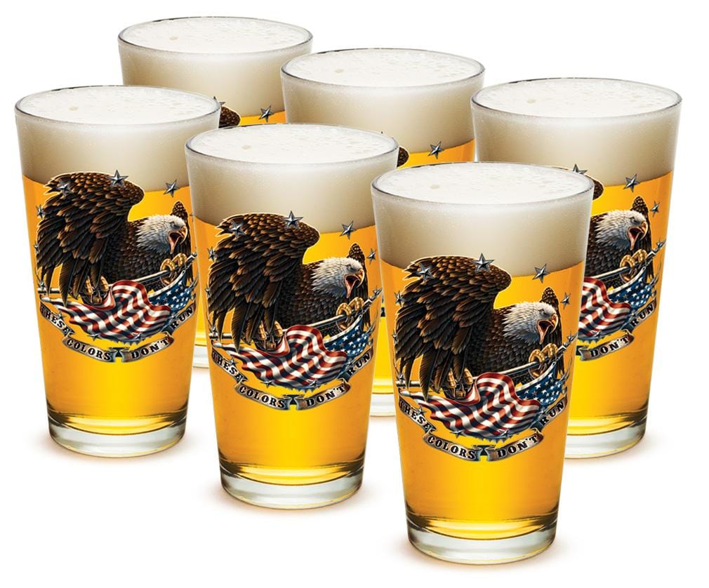 These Colors Don&#39;t Run US Flag Patriotic 16oz Pint Glass Glass Set