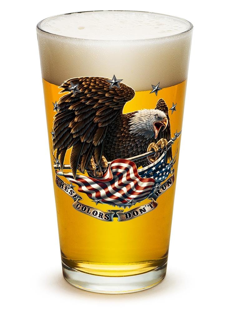 These Colors Don't Run US Flag Patriotic 16oz Pint Glass Glass Set