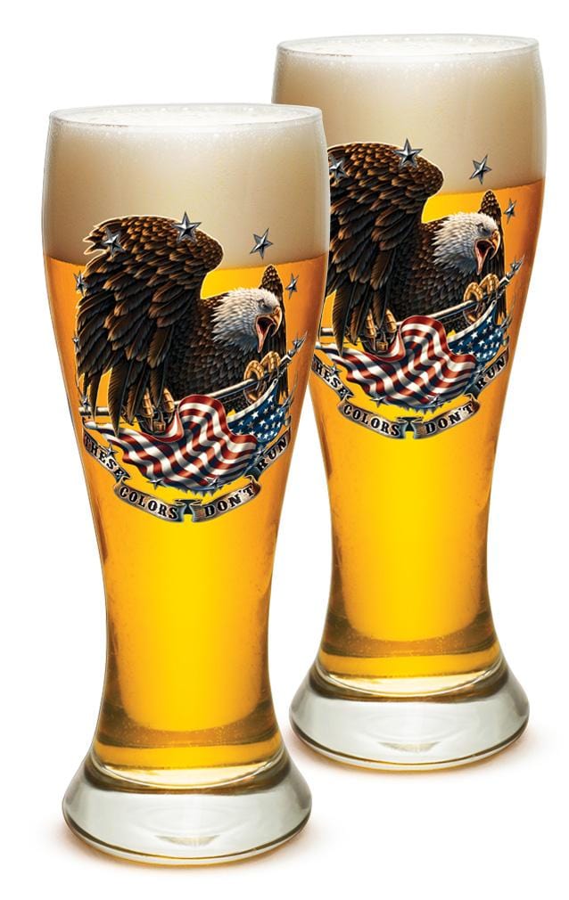 These Colors Don&#39;t Run US Flag Patriotic 23oz Pilsner Glass Glass Set
