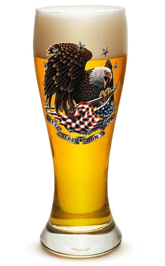 These Colors Don&#39;t Run US Flag Patriotic 23oz Pilsner Glass Glass Set