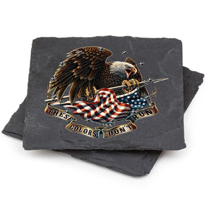 More Picture, Patriotic These Color Dont Run Black Slate 4IN x 4IN Coaster Gift Set