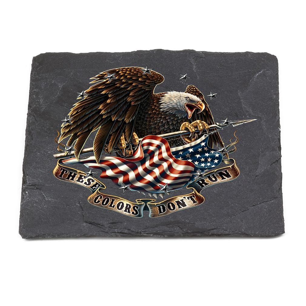 Patriotic These Color Dont Run Black Slate 4IN x 4IN Coaster Gift Set