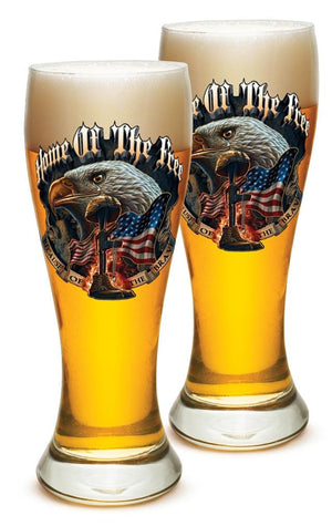 More Picture, Home of The Free Because of The Brave US Flag Patriotic 23oz Pilsner Glass Glass Set