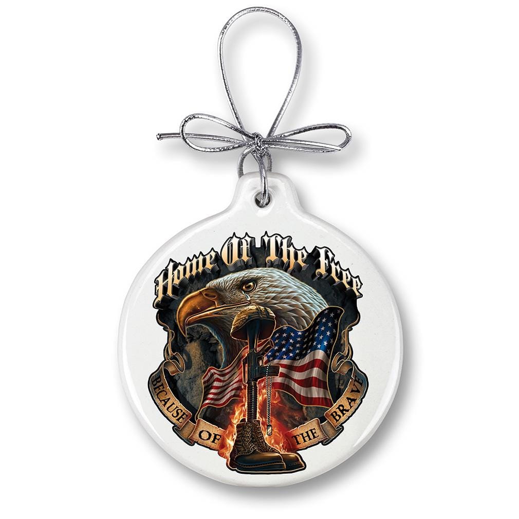 Home of The Free Because of The Brave Christmas Tree Ornaments