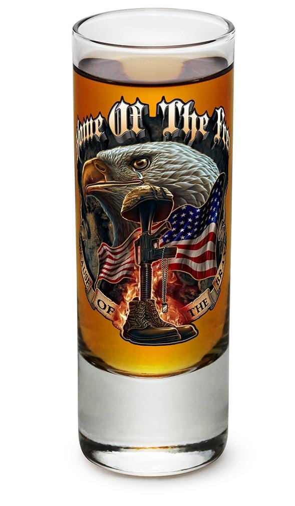 Home of The Free Because of The Brave US Flag Patriotic 2oz Shooter Shot Glass Glass Set
