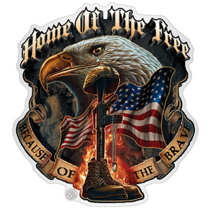 More Picture, Home Of The Free Because Of The Brave Premium Reflective Decal