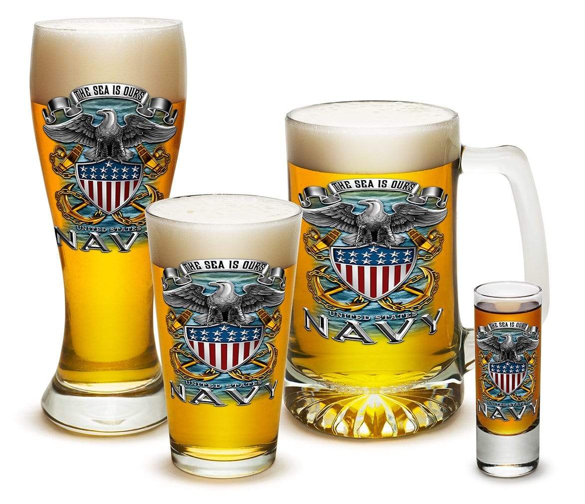 US Navy Full Print Eagle 4 Piece Glass Gift Set