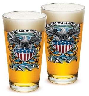 More Picture, US Navy Full Print Eagle 16oz Pint Glass Glass Set