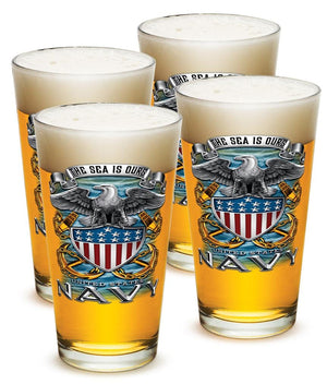 More Picture, US Navy Full Print Eagle 16oz Pint Glass Glass Set