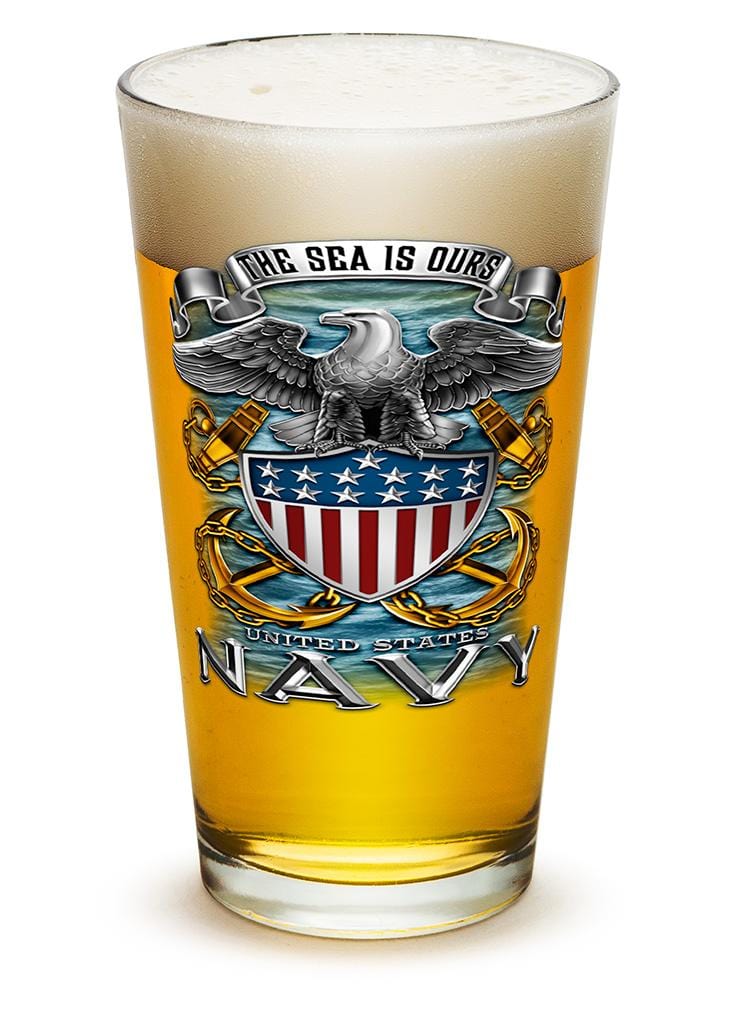 US Navy Full Print Eagle 16oz Pint Glass Glass Set