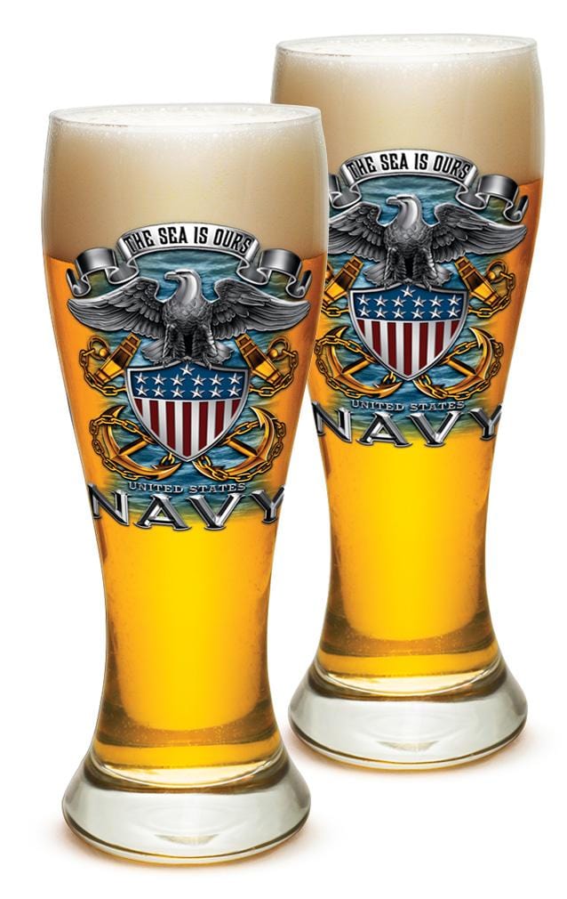 US Navy Full Print Eagle 23oz Pilsner Glass Glass Set