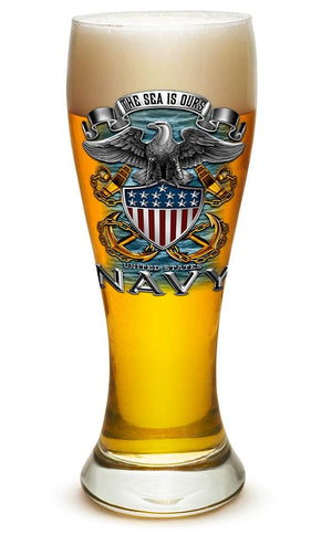 More Picture, US Navy Full Print Eagle 23oz Pilsner Glass Glass Set