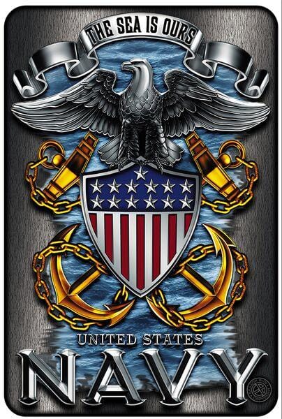 The Sea is Ours US Navy Aluminium Sign Decor