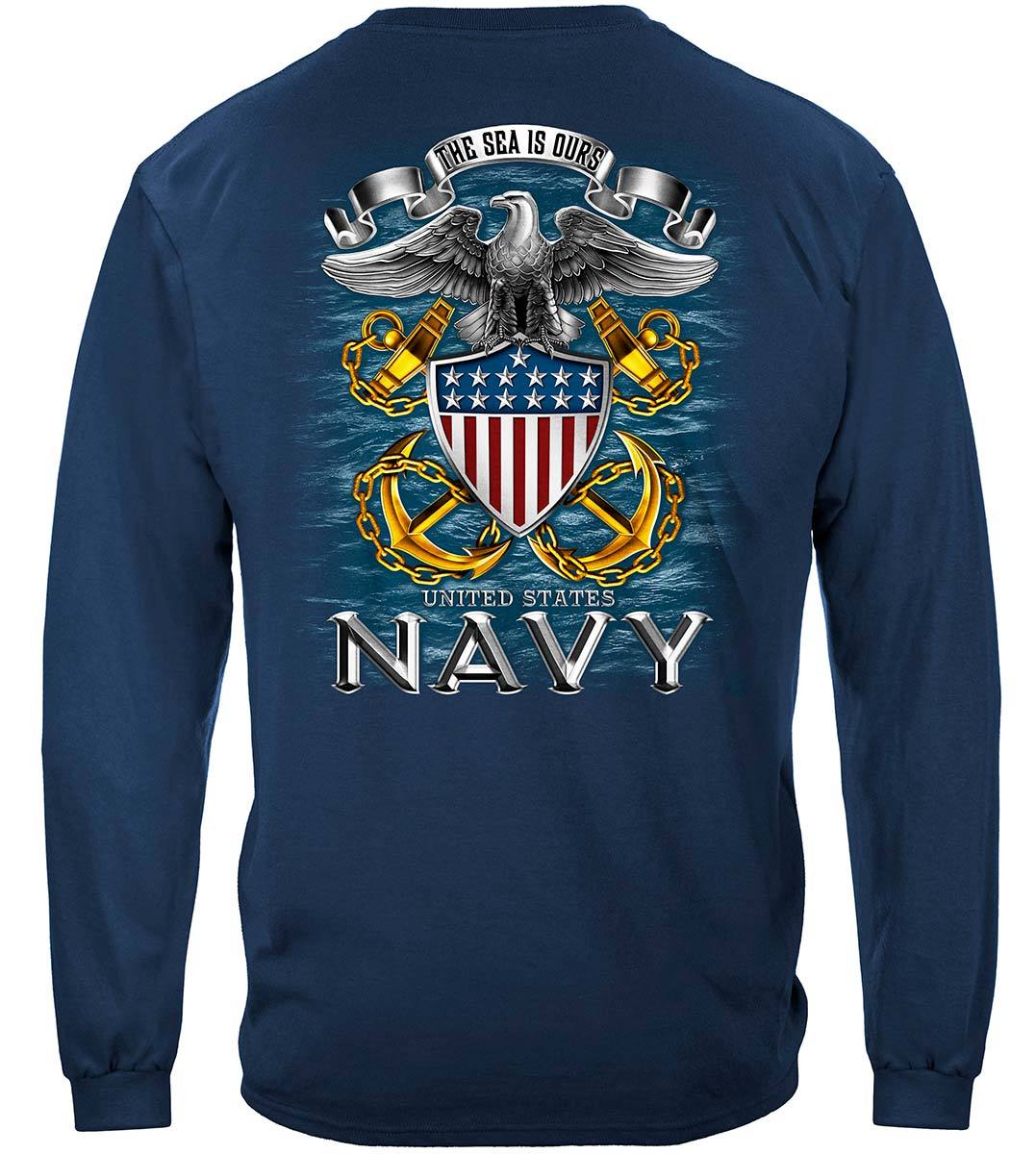 Navy Full Print Eagle Premium Long Sleeves