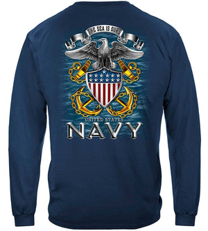 More Picture, Navy Full Print Eagle Premium Long Sleeves