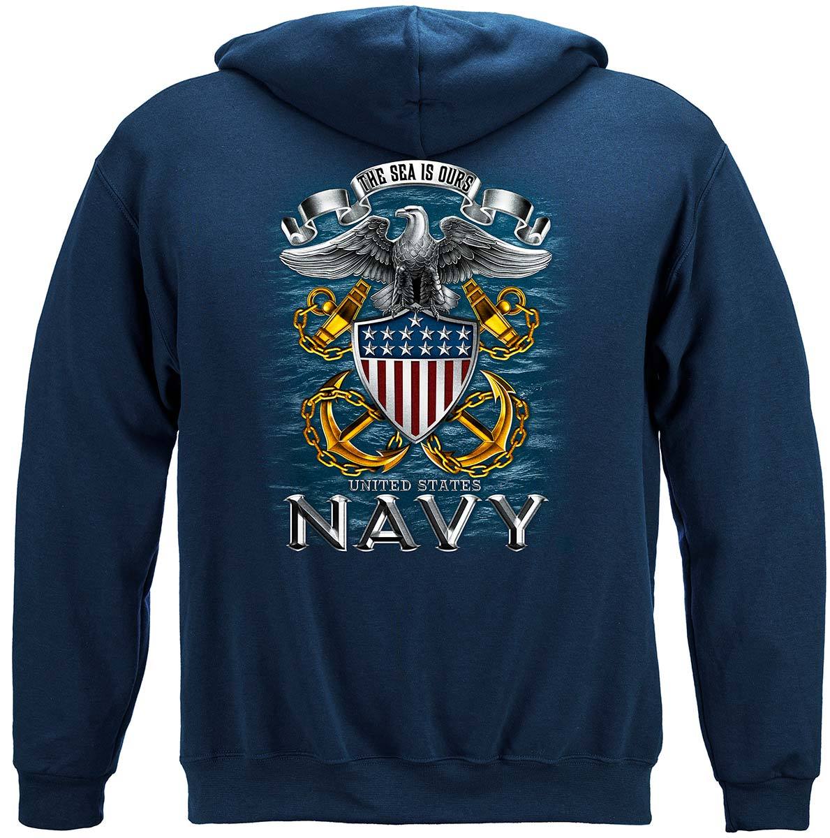 Navy Full Print Eagle Premium Hooded Sweat Shirt