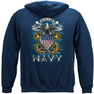 More Picture, Navy Full Print Eagle Premium Hooded Sweat Shirt