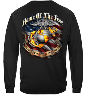 More Picture, USMC Home Of The Free Because Of The Brave USMC Premium Hooded Sweat Shirt
