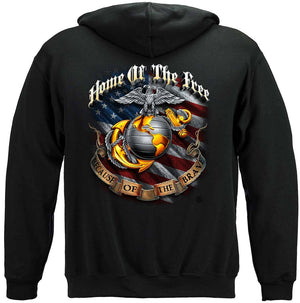 More Picture, USMC Home Of The Free Because Of The Brave USMC Premium Long Sleeves