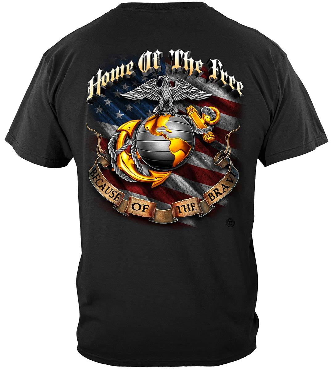 USMC Home Of The Free Because Of The Brave USMC Premium Hooded Sweat Shirt