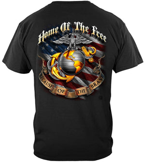 More Picture, USMC Home Of The Free Because Of The Brave USMC Premium Hooded Sweat Shirt