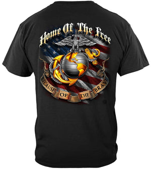 More Picture, USMC Home Of The Free Because Of The Brave USMC Premium T-Shirt