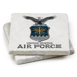 More Picture, Air Force USAF Missile Ivory Tumbled Marble 4IN x 4IN Coasters Gift Set