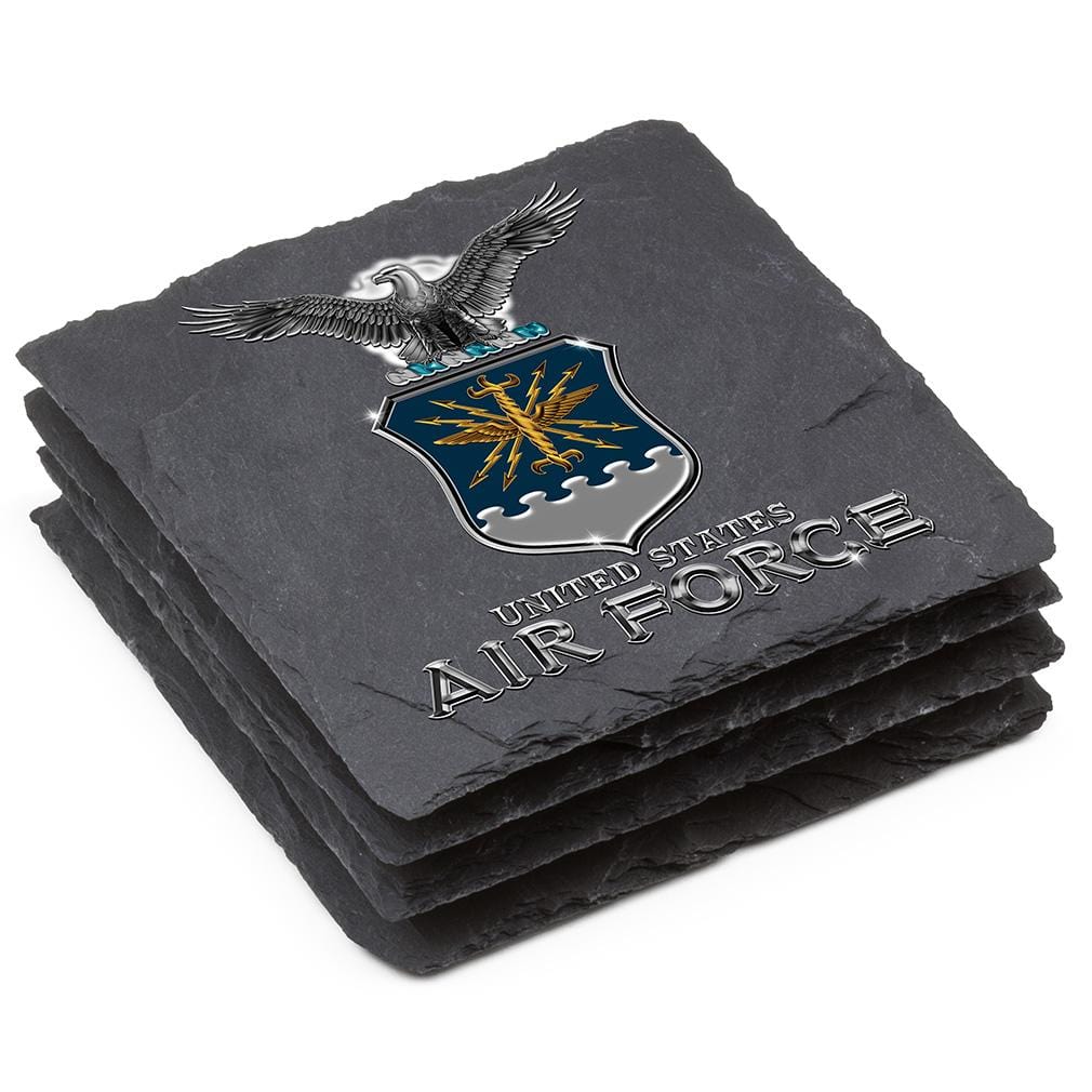 Air Force USAF Missile Black Slate 4IN x 4IN Coasters Gift Set