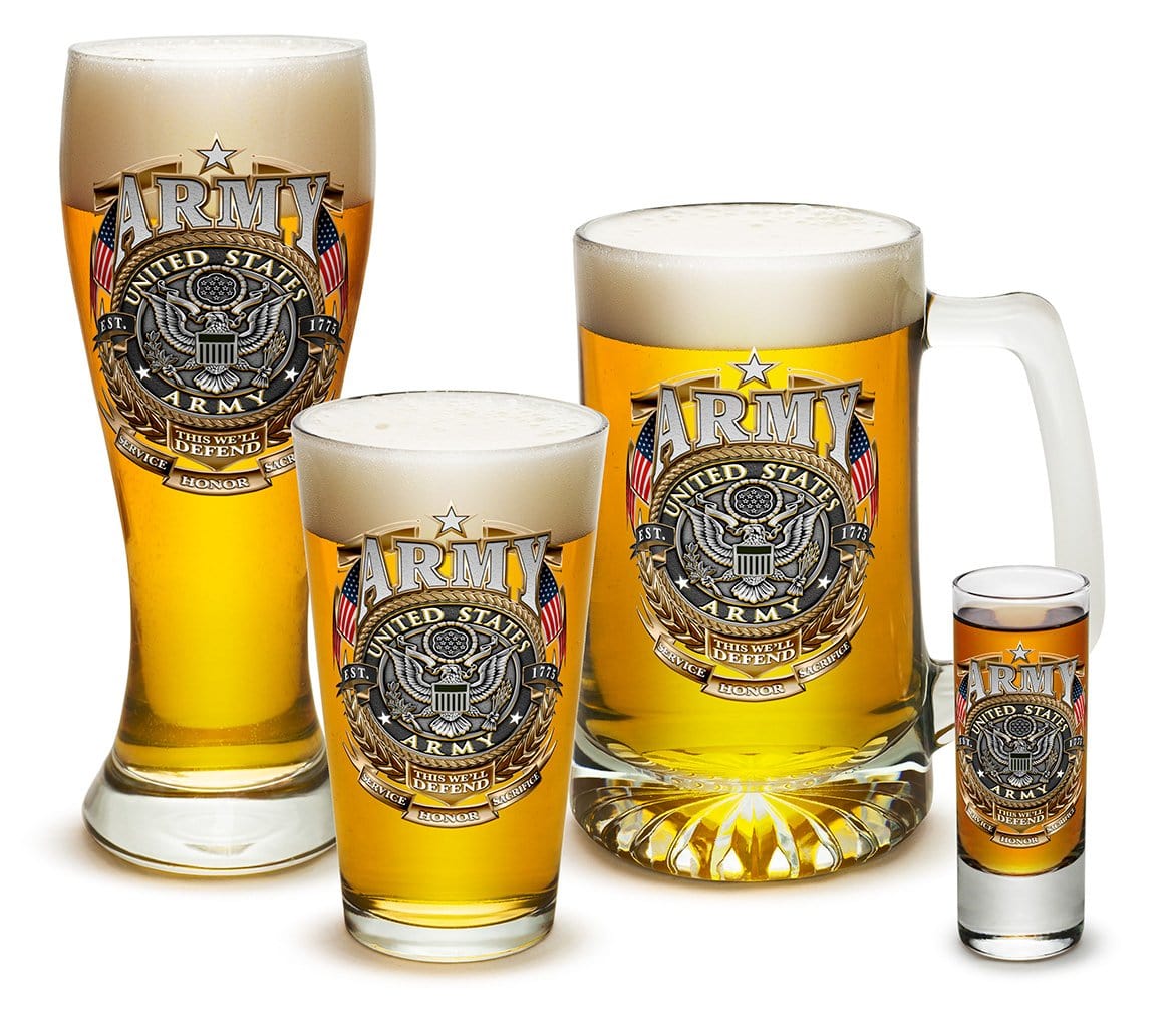 Army Gold Shield 4 Piece Glass Gift Set