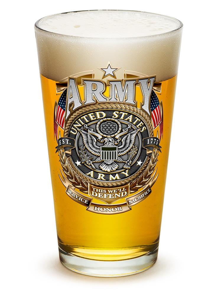 Army Gold Shield 16oz Pint Glass Glass Set