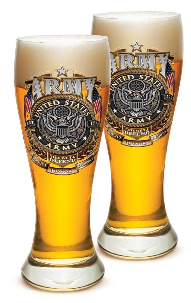 Army Gold Shield 23oz Pilsner Glass Glass Set