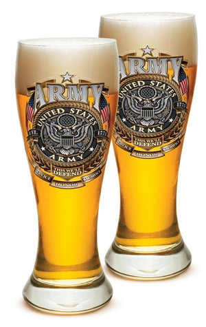 More Picture, Army Gold Shield 23oz Pilsner Glass Glass Set
